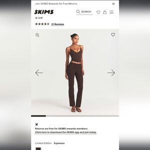 SKIMS Cocoa High Waist Pintuck Straight Pants NWT